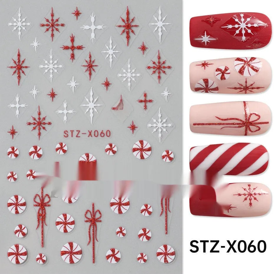 Sheet of black and silver love heart pattern nail art stickers with a plastic nail patch.