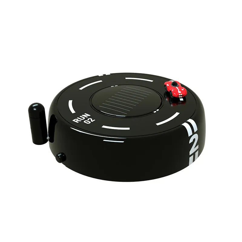 Round solar-powered car air freshener and decorative light in black, red or white modern design