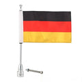Motorcycle side box bumper parcel rack with adjustable aluminium flagpole mounting system
