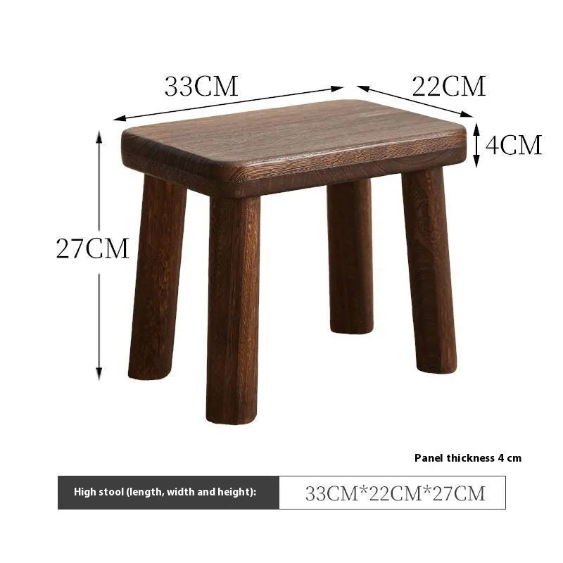 Distressed solid wood shoe changing stool with bracket structure