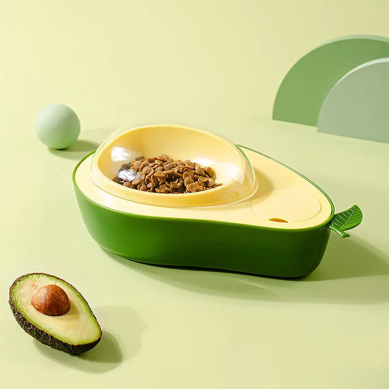 Avocado-shaped cat feeder set with 690ml water dispenser