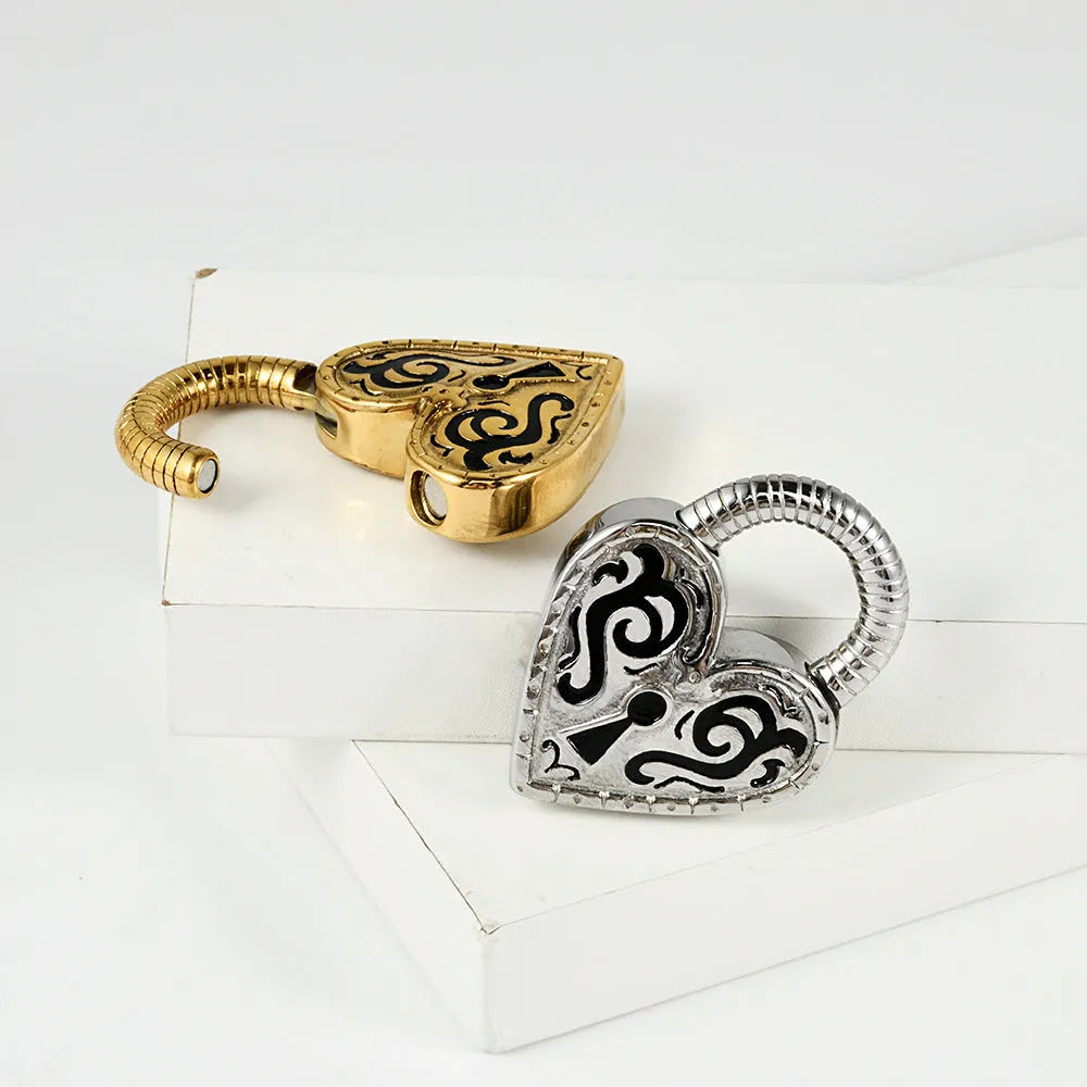Women's stainless steel heart-shaped earrings with electroplated gold finish