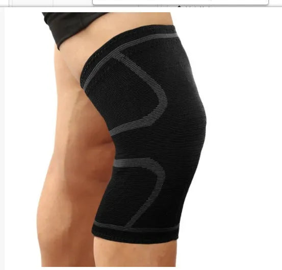Black double corrugated non-slip sports kneecaps for basketball and running.