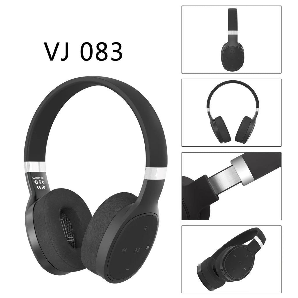 Wireless Bluetooth over-ear headset shown in black, with visible ear cup and headband.