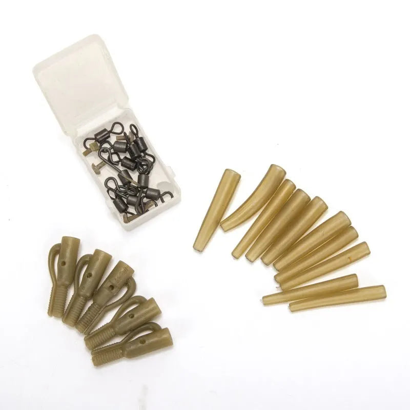 30-piece European carp fishing accessory set with anti-winding pipes and threaded hoses