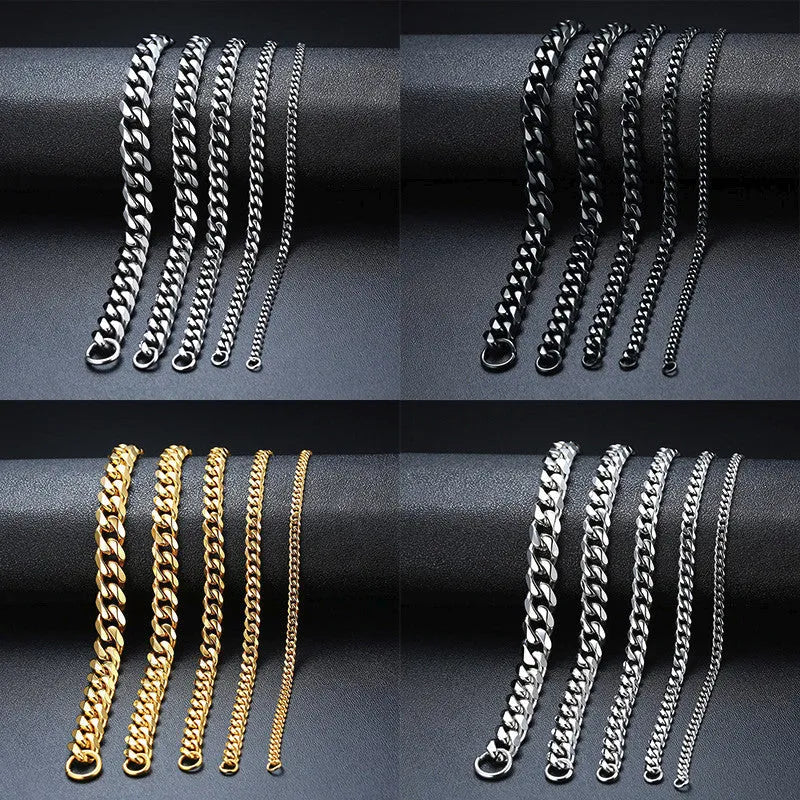 Men's golden Cuban chain necklace 22cm geometric links electroplated metal gold colour