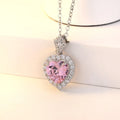 Micro-set zircon heart pendant necklace silver-tone white gold plated for women banquet jewellery