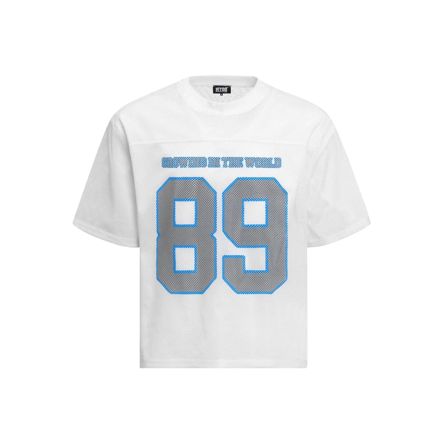 Men's loose-fitting casual t-shirt in black and white colour options showing regular sleeve length