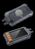 Motorcycle dash camera system with dual lenses, 3-inch display, GPS module, and waterproof housing