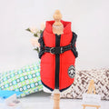 Waterproof dog coat with integrated harness in rain silk fabric, available in multiple sizes and colours