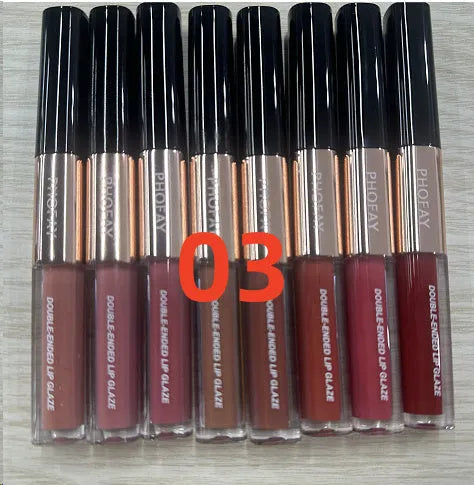 C-L021 double-head non-stick lip gloss with dual applicators in cup packaging