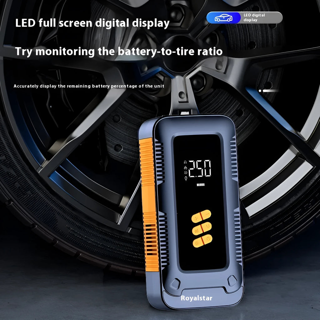Automobile emergency start power source with air pump and lighting 185x87x60mm