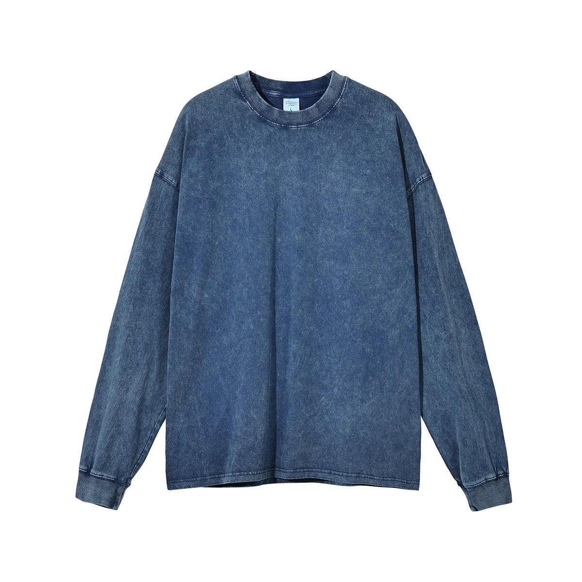 Men's vintage-style cotton pullover with long sleeves and batik colour pattern in loose fit