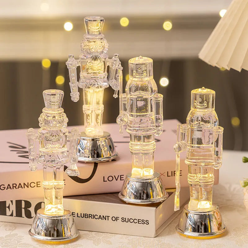 Transparent plastic Christmas nutcracker ornament for desktop display with soldier design