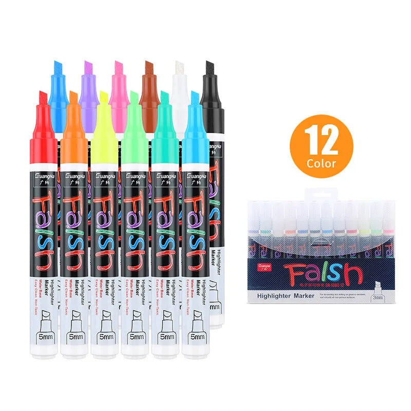 6mm thick electronic fluorescent plate highlighter pen with oblique tip for writing on whiteboards