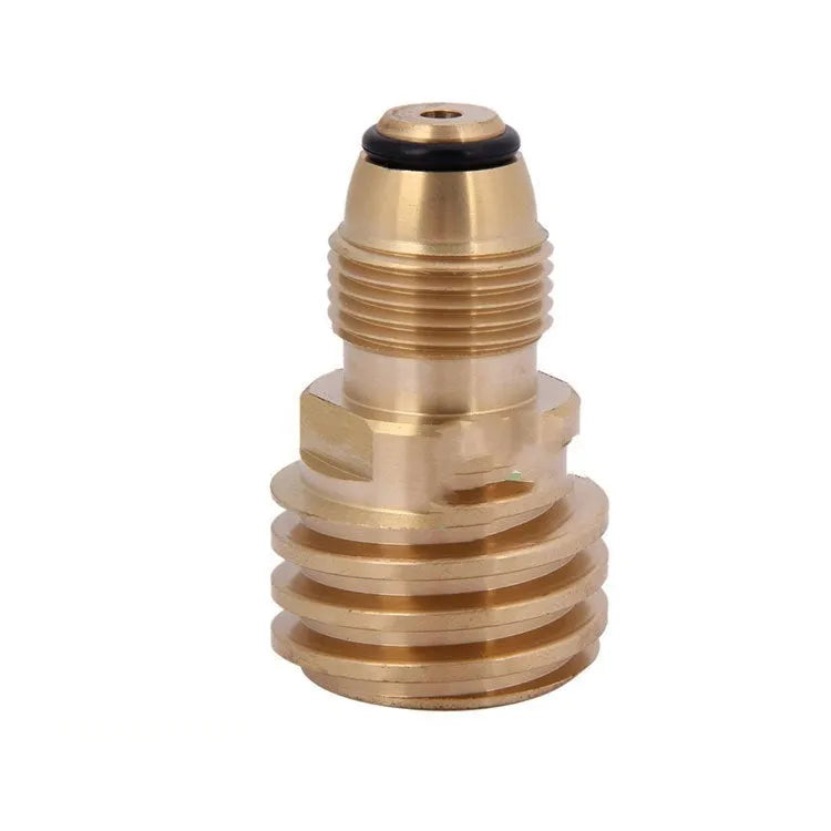 Brass gas brazier adapter with 7mm diameter and internal thread in gold colour