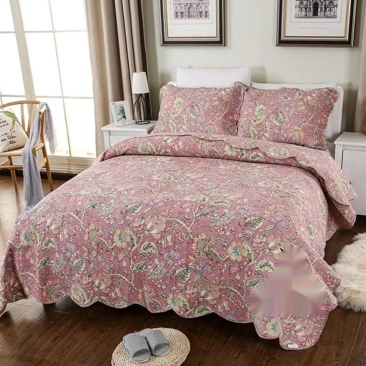 Pure cotton bedspread three-piece set with geometric pattern double-sided printing