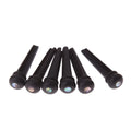 Six ebony guitar string nails with matt black finish for folk acoustic guitar bridge installation