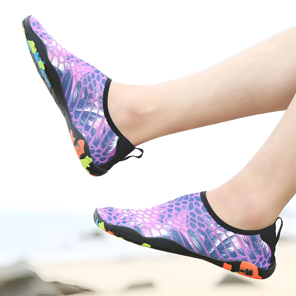 Blue and camouflage quick-dry wading shoes with elastic Lycra upper and EVA foam sole