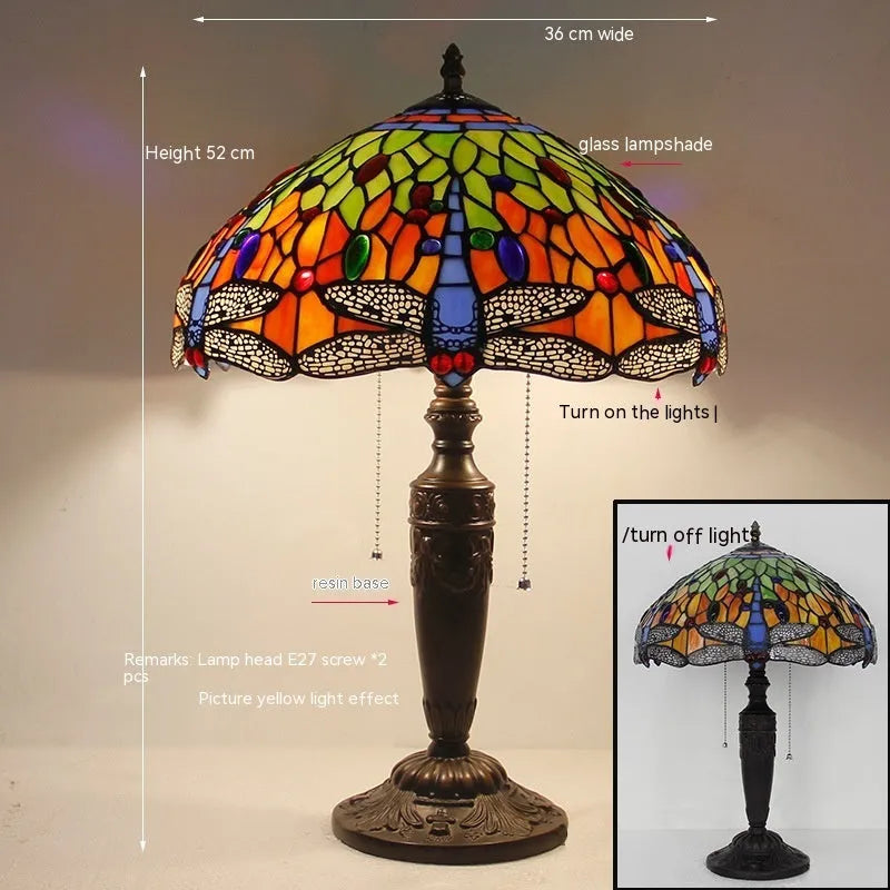 Tiffany dragonfly stone table lamp in European retro style with multiple size options