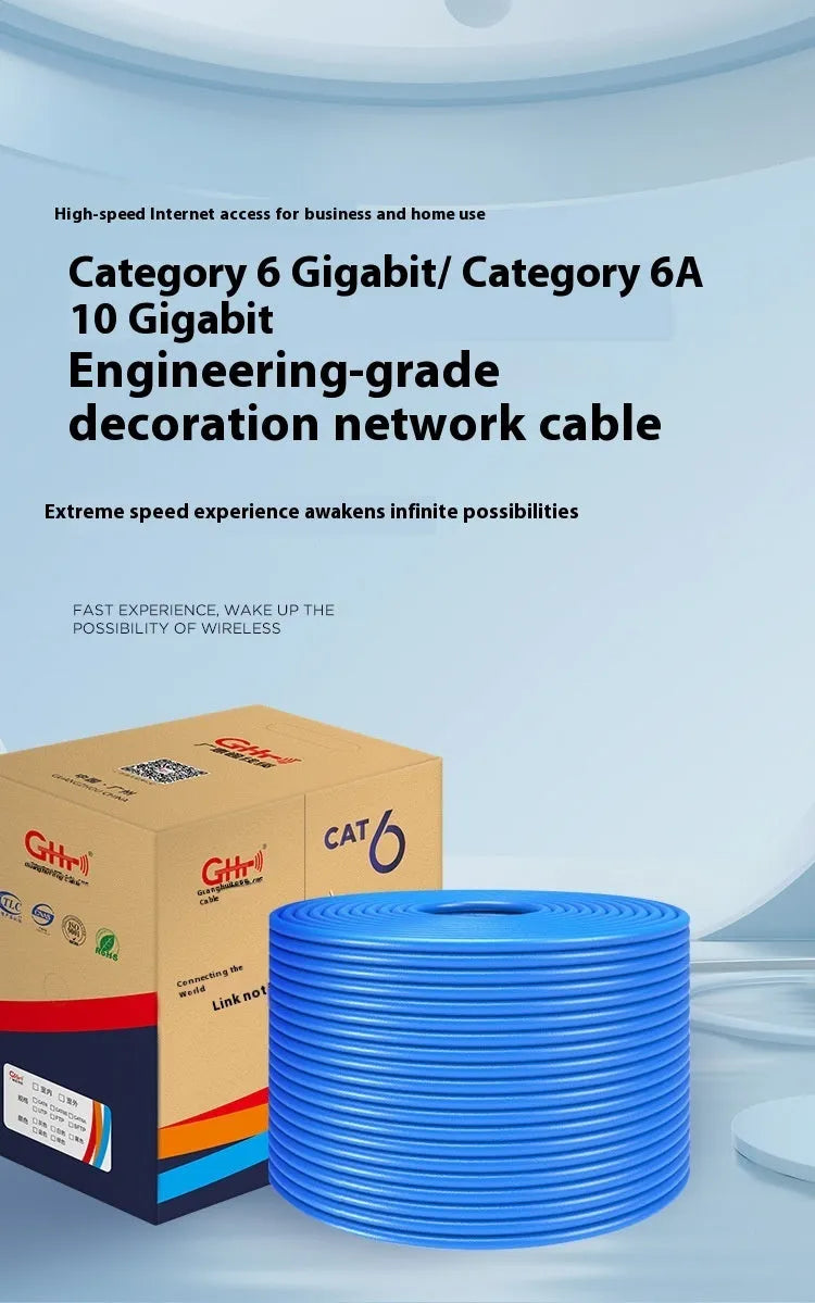 305 metre reel of blue Cat 6 oxygen-free copper Gigabit Ethernet network cable