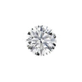 Round brilliant cut moissanite gemstone showing eight hearts and eight arrows pattern on a neutral background.