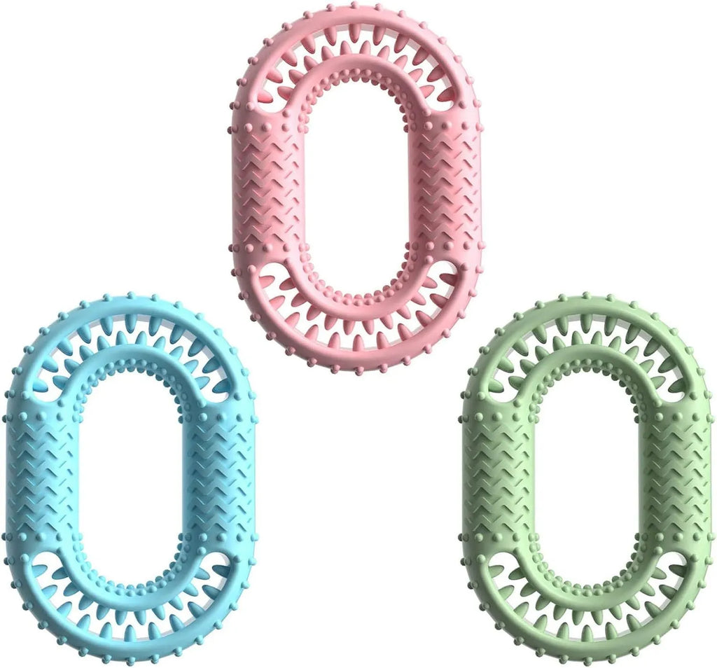 Blue O-ring shaped dog chew toy for aggressive chewers and teeth cleaning