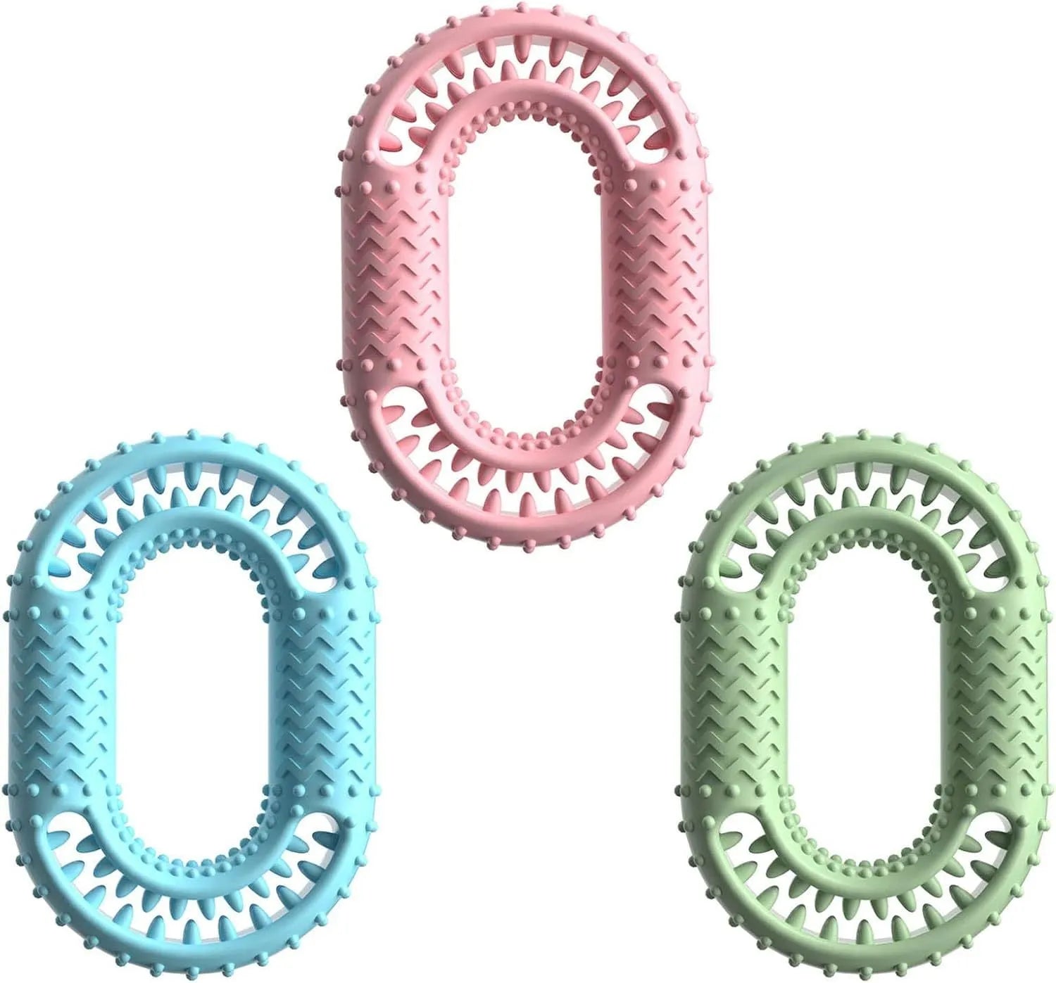 Blue O-ring shaped dog chew toy for aggressive chewers and teeth cleaning