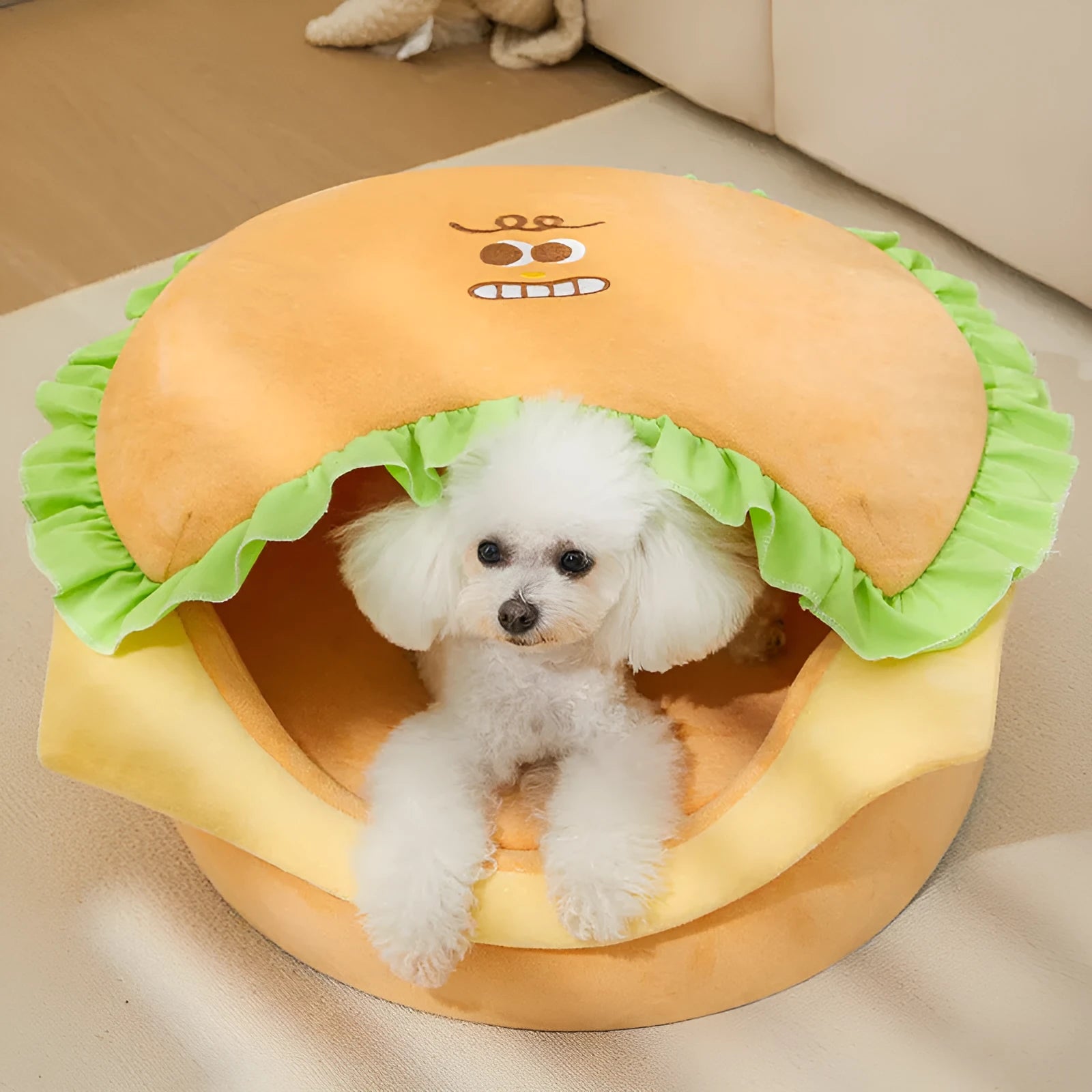 Medium size foldable cat kennel with enclosed winter design shown in assembled configuration