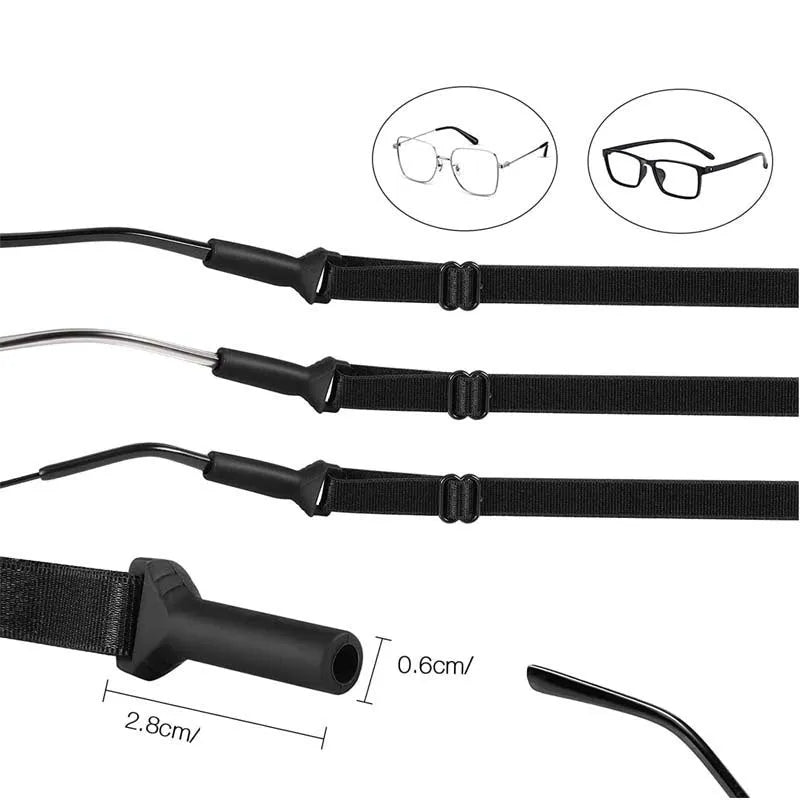 Black adjustable glasses cord with silicone anti-skid rope for adult and children eyewear retention