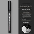 Waterproof mirror marker pen with plastic body, shown with 1mm and 2mm tip size options.