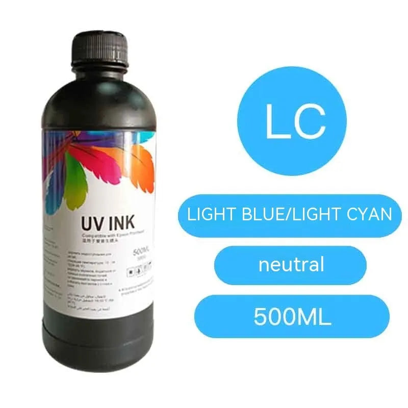 500ml bottle of UV printer ink for Epson XP600 and TX800 nozzles in various colours