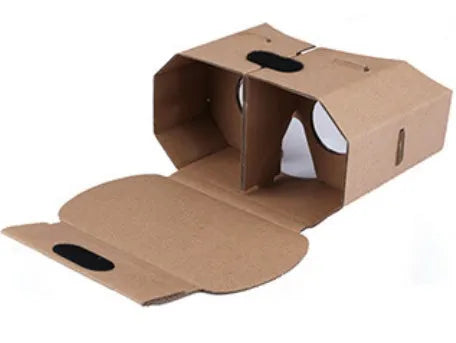 Paper virtual reality glasses for smartphones showing 3D movie and game compatibility