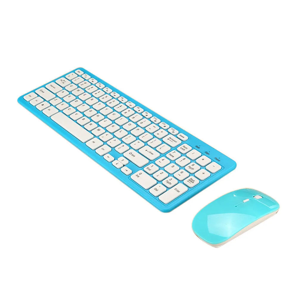 96-key wireless keyboard and mouse set in choice of colours with compact design and micro USB receiver