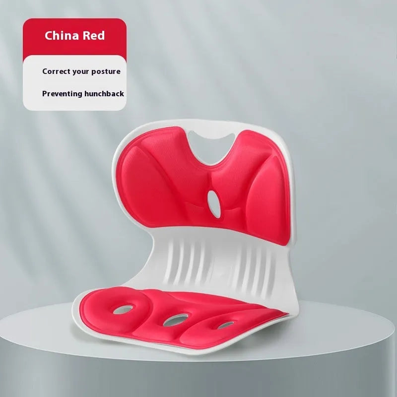 Memory foam chair cushion in ankela red colour showing minimalist solid design for back support