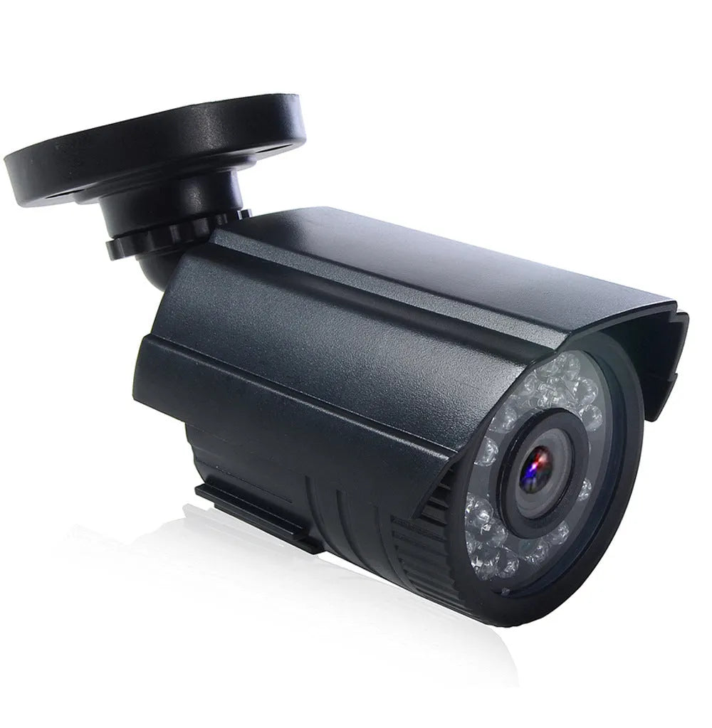 Black AHD HD waterproof security camera with fixed lens and infrared LEDs.