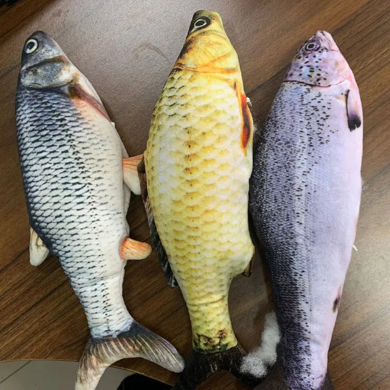 Electronic jumping fish cat toy with USB charging cable, 30cm multicolour fish design
