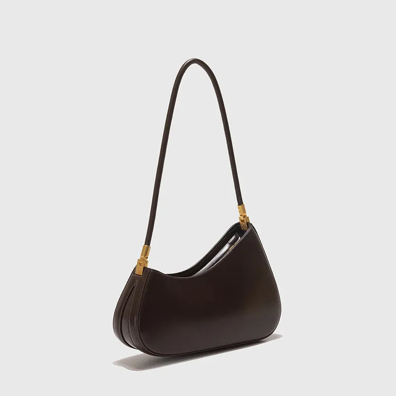 Women's retro oval PU leather shoulder bag in seven colour options with single strap and internal zipper compartment