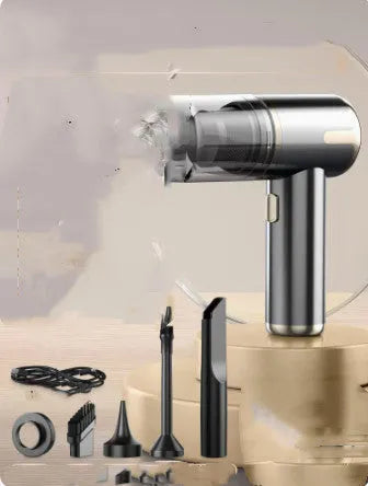 Handheld cordless car vacuum cleaner with wireless charging dock and cleaning attachments