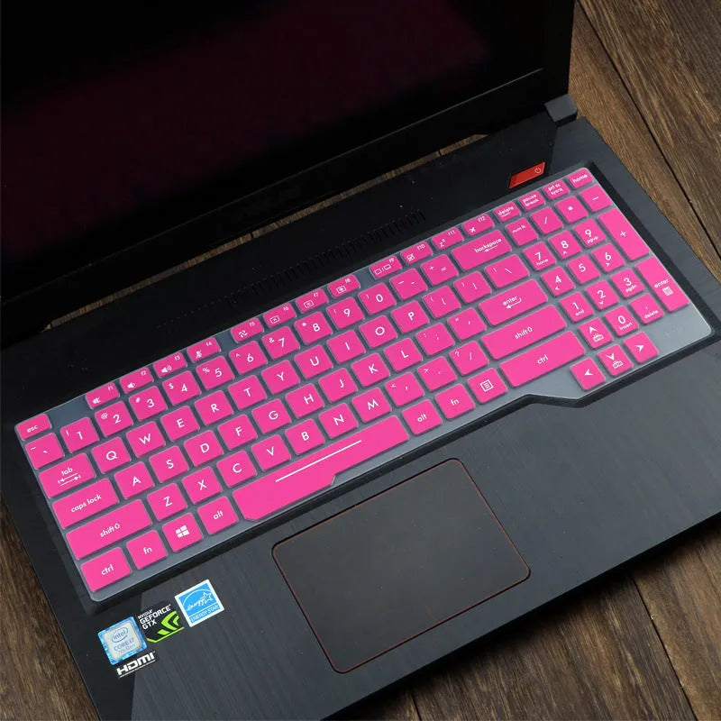 ASUS Flight laptop keyboard protective film cover shown in gradient blue on a laptop
