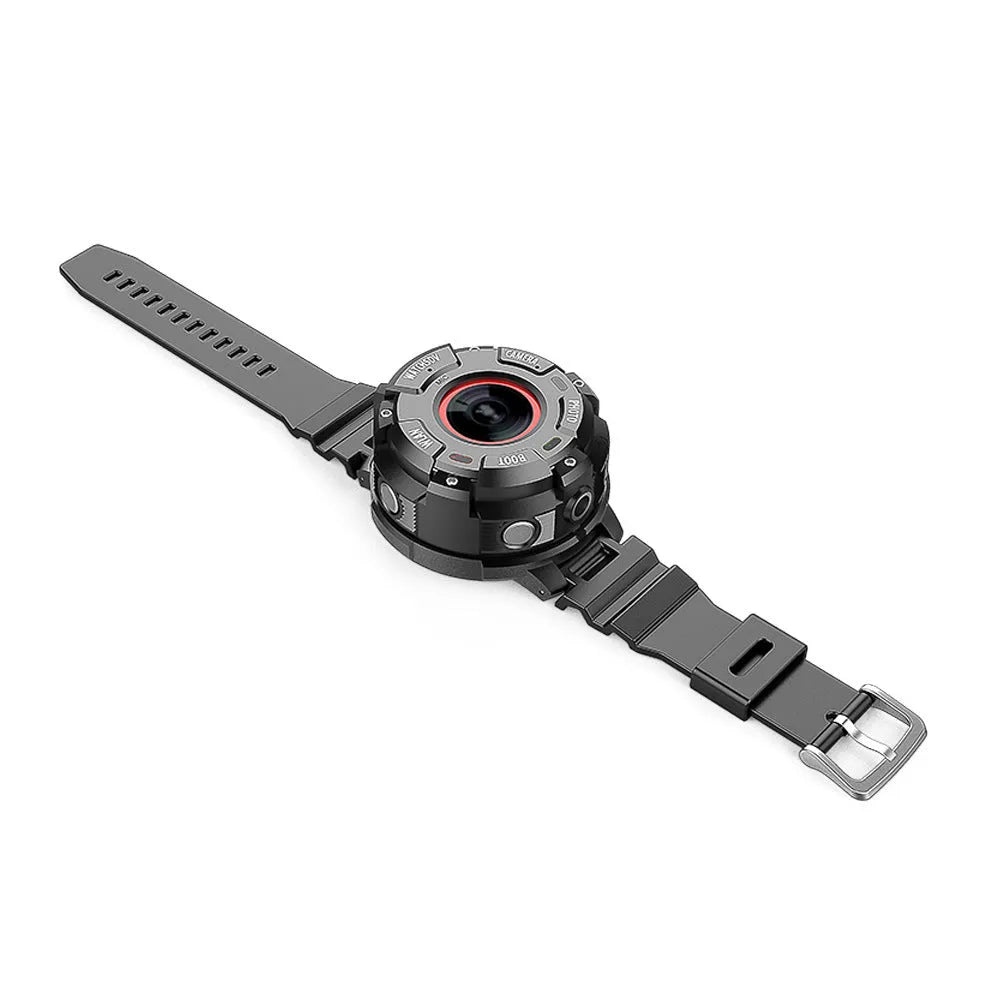 Black waterproof sports digital camera showing 290mm length with SD card slot and USB port