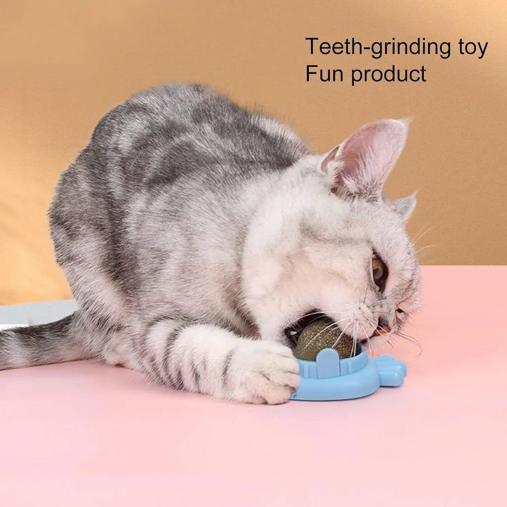 Blue carrot-shaped self-adhesive catnip balls for teeth cleaning and anxiety relief