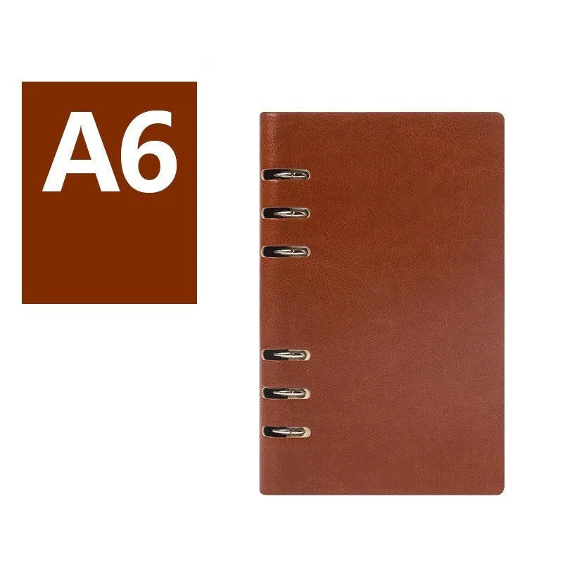 Simple business loose-leaf notebook with imitation leather cover in multiple colours and sizes