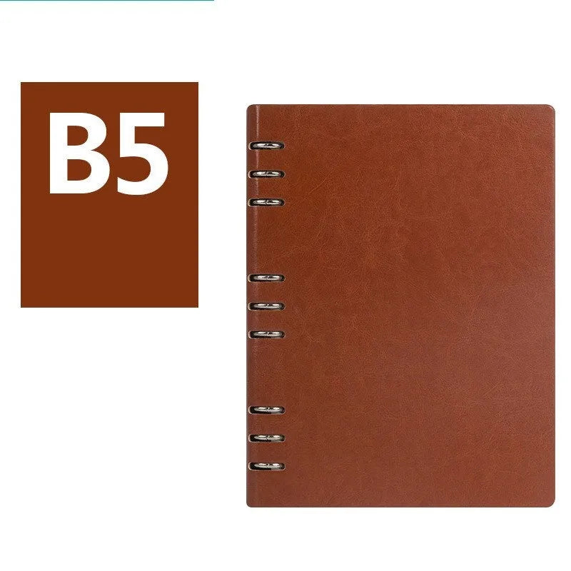 Simple business loose-leaf notebook with imitation leather cover in multiple colours and sizes