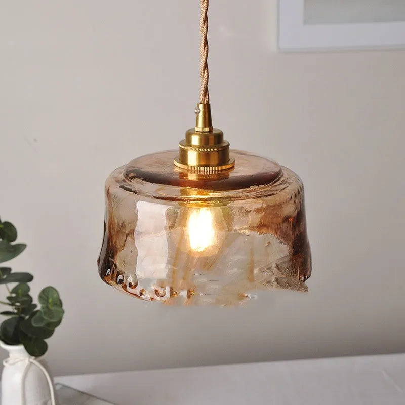 Nordic style brass and glass restaurant chandelier with retro design and LED bulb