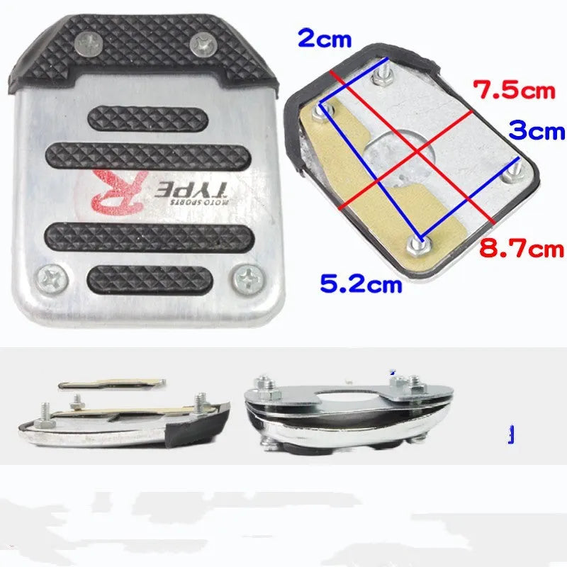 Metal motorcycle brake pedal skid plate for motorbike and scooter installation