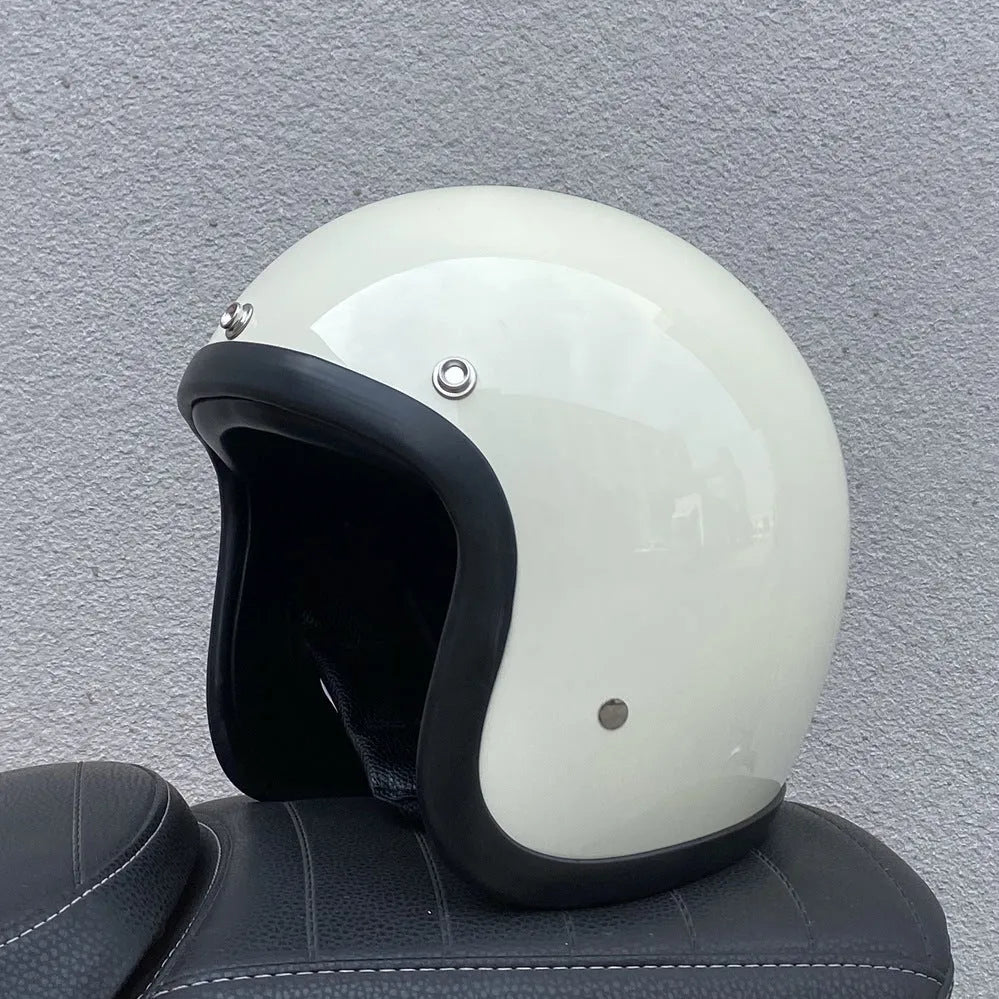 FRP retro half motorcycle helmet shown in cement grey colour for electric motorcycle commuting