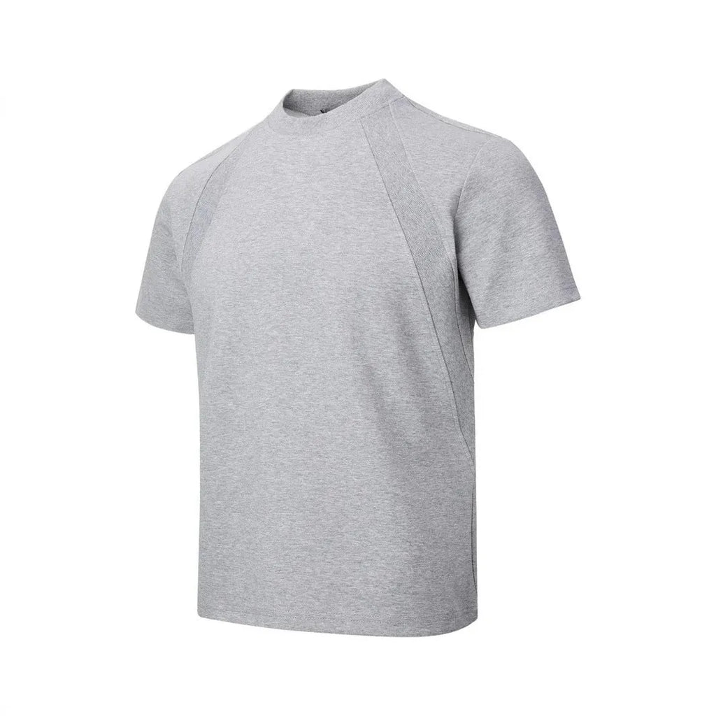 Men's loose fit short sleeve top with air layer stitching in black, grey, or white