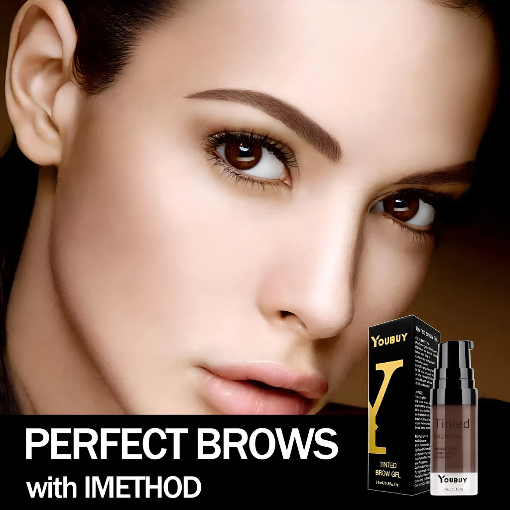 Eyebrow cream cosmetics in dark grey and golden yellow shades with waterproof quick-drying properties