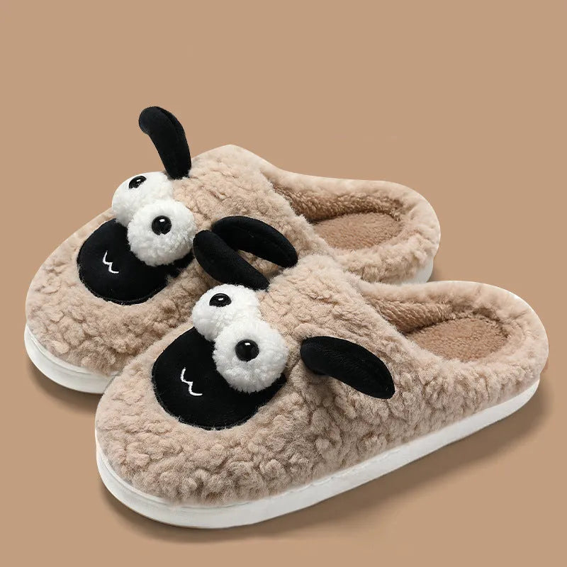 Brown suede slip-on slippers with PVC sole for indoor comfort
